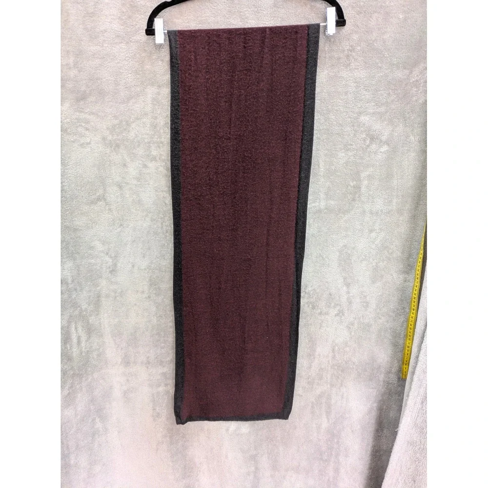 Banana Republic Reversible‎ Scarf Burgundy Charcoal Grey Soft Knit Wide